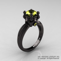 Classic Victorian 14K Black Gold 1.0 Ct Yellow Topaz Solitaire Engagement Ring R506-14KBGYT-1