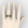 Classic Victorian 14K Black Gold 1.0 Ct Yellow Topaz Solitaire Engagement Ring R506-14KBGYT-4