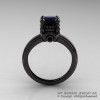 Classic Victorian 14K Black Gold 1.0 Ct Black Diamond  Solitaire Engagement Ring R506-14KBGBD-2