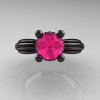 Classic Victorian 14K Black Gold 1.0 Ct Pink Sapphire  Solitaire Engagement Ring R506-14KBGPS-3