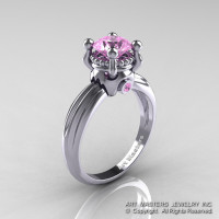 Classic Victorian 14K White Gold 1.0 Ct Light Pink Sapphire Solitaire Engagement Ring R506-14KWGLPS-1