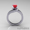 Classic 14K White Gold 1.0 Ct Ruby Diamond Designer Solitaire Ring R259-14KWGDR-2