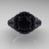 Italian 14K Matte Black Gold 1.0 Ct Black Diamond Engagement Ring Wedding Ring R280-14KMBGBD-3