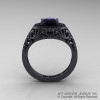 Italian 14K Matte Black Gold 1.0 Ct Black Diamond Engagement Ring Wedding Ring R280-14KMBGBD-2