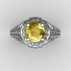 Italian 14K White Gold 1.0 Ct Yellow Sapphire Diamond Engagement Ring Wedding Ring R280-14KWGDYS-3