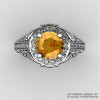 Italian 14K White Gold 1.0 Ct Citrine Diamond Engagement Ring Wedding Ring R280-14KWGDCI-3