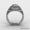 Italian 14K White Gold 1.0 Ct Cubic Zirconia Diamond Engagement Ring Wedding Ring R280-14KWGDCZ-2