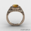 Italian 14K Rose Gold 1.0 Ct Citrine Diamond Engagement Ring Wedding Ring R280-14KRGDCI-2