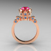 Classic Armenian 14K Rose Gold 1.0 Pink Sapphire Blue Topaz Bridal Solitaire Ring R405-14KRGBTPS-2