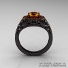 Italian 14K Black Gold 1.0 Ct Orange Sapphire Engagement Ring Wedding Ring R280-14KBGOS-2