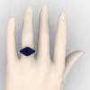 Italian 14K Black Gold 1.0 Ct Blue Sapphire Engagement Ring Wedding Ring R280-14KBGBS-4