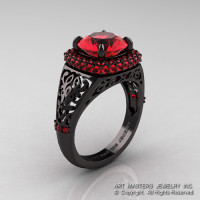 High Fashion 14K Black Gold 3.0 Ct Rubies Designer Wedding Ring R407-14KBGR-1
