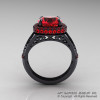 High Fashion 14K Black Gold 3.0 Ct Rubies Designer Wedding Ring R407-14KBGR-2