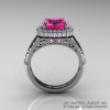 High Fashion 14K White Gold 3.0 Ct Pink Sapphire Diamond Designer Wedding Ring R407-14KWGDPS-2