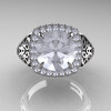 High Fashion 14K White Gold 3.0 Ct Cubic Zirconia Diamond Designer Wedding Ring R407-14KWGDCZ-3