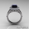 High Fashion 14K White Gold 3.0 Ct Black and White Diamond Designer Wedding Ring R407-14KWGDBD-2