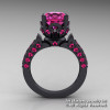 French 14K Matte Black Gold 3.0 Ct Pink Sapphire Solitaire Wedding Ring R401-14KGBGPS-2