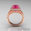 High Fashion 14K Rose Gold 3.0 Ct Pink Sapphire Diamond Designer Wedding Ring R407-14KRGDPS-2