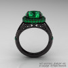 High Fashion 14K Black Gold 3.0 Ct Emerald Designer Wedding Ring R407-14KBGEM-2