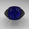 High Fashion 14K Black Gold 3.0 Ct Blue Sapphire Designer Wedding Ring R407-14KBGBS-3
