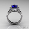 High Fashion 14K White Gold 3.0 Ct  Blue Sapphire Diamond Designer Wedding Ring R407-14KWGBS-2