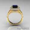 High Fashion 14K Yellow Gold 3.0 Ct  Black and White Diamond Designer Wedding Ring R407-14KYGDBD-2