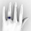 Classic 14K White Gold 1.0 Ct Blue Sapphire Diamond Solitaire Wedding Ring R410-14KWGDBS-4