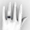 Classic 14K White Gold 1.0 Ct Black Diamond Blue Topaz Solitaire Wedding Ring R410-14KWGBTBD-4