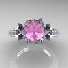 Classic 14K White Gold 1.0 Ct Light Pink Sapphire Diamond Solitaire Wedding Ring R410-14KWGDLPS-3