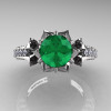 Classic 14K White Gold 1.0 Ct Emerald  Diamond Solitaire Wedding Ring R410-14KWGDEM-3