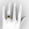 Classic 14K Yellow Gold 1.0 Ct Black and White Diamond Solitaire Wedding Ring R410-14KYGDBD-4