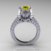 Classic 14K White Gold 1.0 Ct Yellow Sapphire Diamond Solitaire Wedding Ring R410-14KWGDYS-2