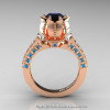Classic 14K Rose Gold 1.0 Ct Black Diamond Blue Topaz Solitaire Wedding Ring R410-14KRGBTBD-2