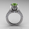 Classic 14K White Gold 1.0 Ct Peridot Diamond Solitaire Wedding Ring R410-14KWGDP-2