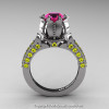 Classic 14K White Gold 1.0 Ct Pink and Yellow Sapphire Solitaire Wedding Ring R410-14KWGYSPS-2