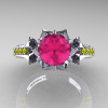 Classic 14K White Gold 1.0 Ct Pink and Yellow Sapphire Solitaire Wedding Ring R410-14KWGYSPS-3