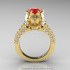 Classic 14K Yellow Gold 1.0 Ct Ruby Diamond Solitaire Wedding Ring R410-14KYGDR-2