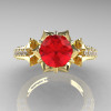 Classic 14K Yellow Gold 1.0 Ct Ruby Diamond Solitaire Wedding Ring R410-14KYGDR-3