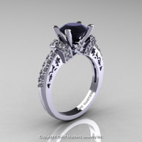 Modern Armenian Classic 18K White Gold 1.5 Ct Black and White Diamond Wedding Ring R137-18KWGDBD-1