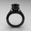 Classic 14K Black Gold 1.0 Ct Black Diamond Solitaire Wedding Ring R410-14KBGBD-2
