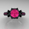 Classic 14K Black Gold 1.0 Ct Pink Sapphire Solitaire Wedding Ring R410-14KBGPS-3