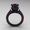 Classic 14K Black Gold 1.0 Ct Amethyst Solitaire Wedding Ring R410-14KBGAM-2