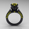 Classic 14K Black Gold 1.0 Ct Yellow Sapphire Solitaire Wedding Ring R410-14KBGYS-2