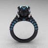 Classic 14K Black Gold 1.0 Ct Blue Topaz Solitaire Wedding Ring R410-14KBGBT-2