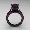 Classic 14K Black Gold 1.0 Ct Pink Sapphire Solitaire Wedding Ring R410-14KBGPS-2