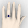 Classic 14K White Gold 1.0 Ct Blue Sapphire Cluster Solitaire Ring R258-14KWGBS-4