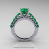 Classic 14K White Gold 1.0 Ct Emerald Cluster Solitaire Ring R258-14KWGEM-2
