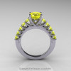 Classic 14K White Gold 1.0 Ct Yellow Sapphire Cluster Solitaire Ring R258-14KWGYS-2