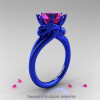Modern Dragon 14K Blue Gold 3.0 Ct Pink Sapphire Designer Engagement Ring R601-14KBLGPS-2