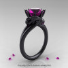 Modern Dragon 14K Black Gold 3.0 Ct Amethyst Designer Engagement Ring R601-14KBAM-2